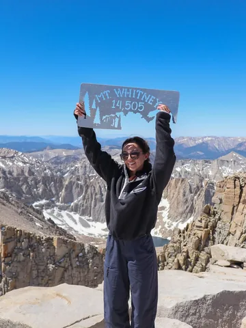 alexricee Instagram post about Mount Whitney ascent