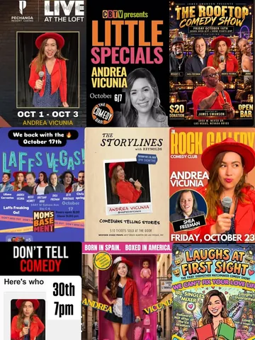 andreavicunia Instagram post about Comedy performance schedule
