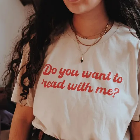 arielbissett Instagram post about Book themed merchandise