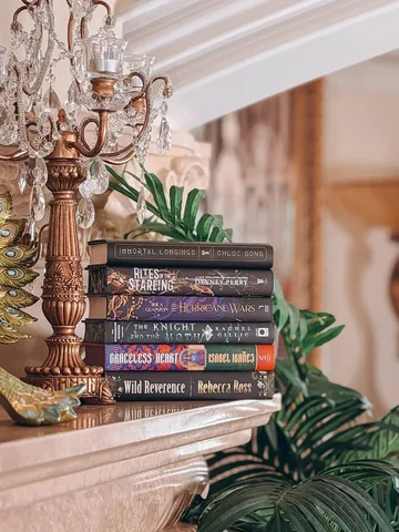 booknerdbecky Instagram post about TBR book stack