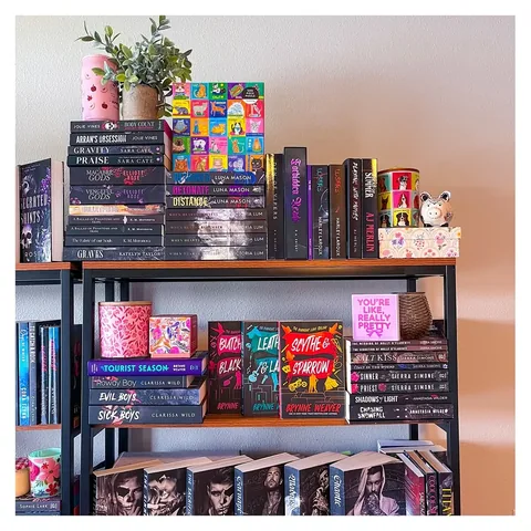 bookswithbean Instagram post about Dark romance bookshelf collection