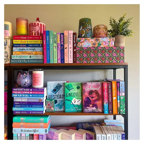 bookswithbean Instagram post about Sports romance bookshelf collection