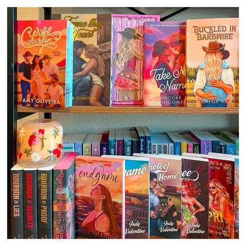 bookswithbean Instagram post about Western romance bookshelf collection