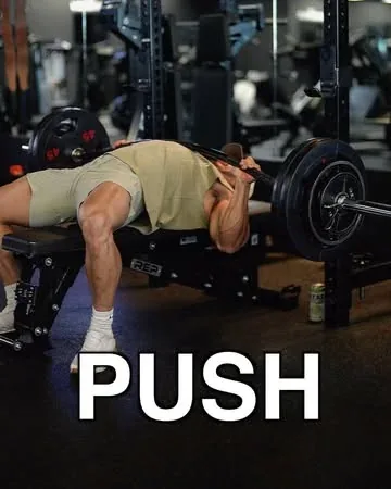 briandecosta Instagram post about Push and biceps workout