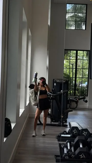 carlanunez_ Instagram post about Stanley drinkware and backpack