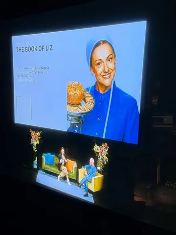 celestebarber Instagram post about The Book of Liz theatrical production