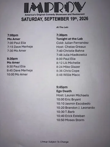 chelsaycomedy Instagram post about Comedy show listings