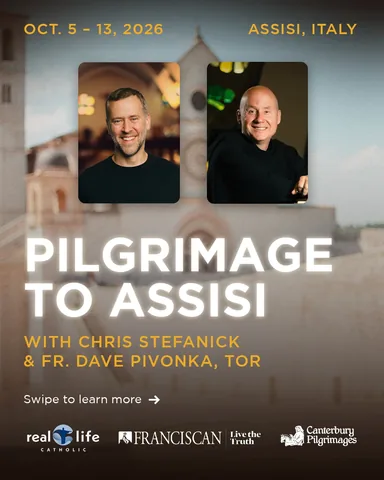 chris.stefanick Instagram post about Catholic pilgrimage to Assisi