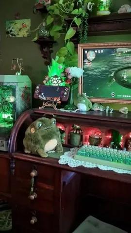 cozy.goblin.gaming Instagram post about Frog plushie showcase