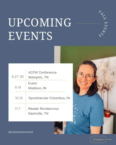 createexploreread Instagram post about Upcoming book events