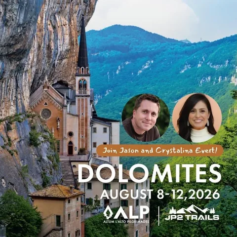 crystalinaevert Instagram post about Dolomites pilgrimage