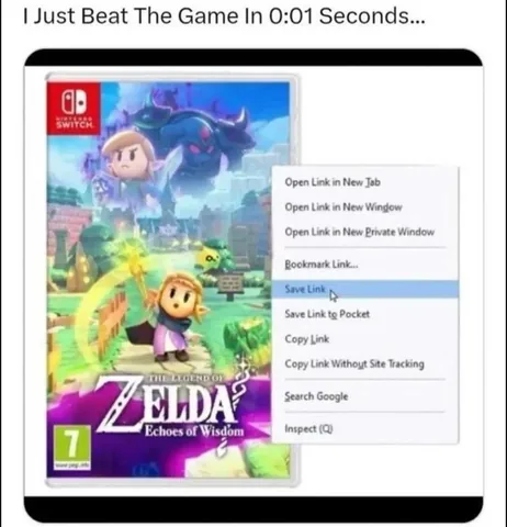 _dadthatgames Instagram post about Zelda meme