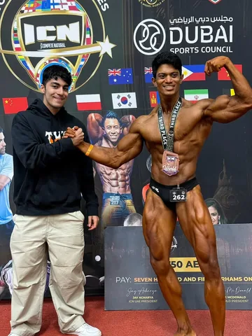 deonddddd Instagram post about International bodybuilding achievement