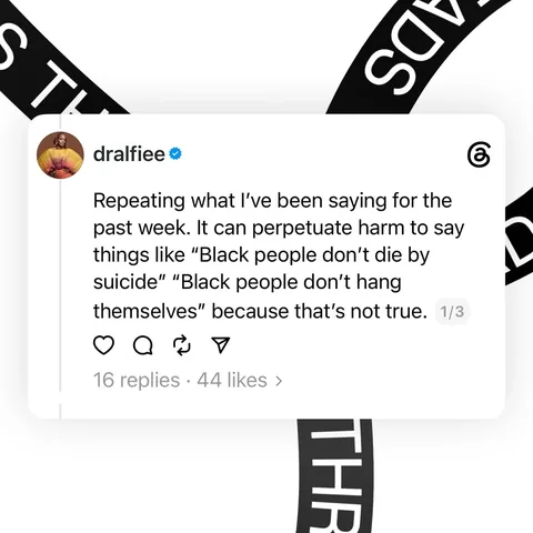 dralfiee Instagram post about Suicide prevention