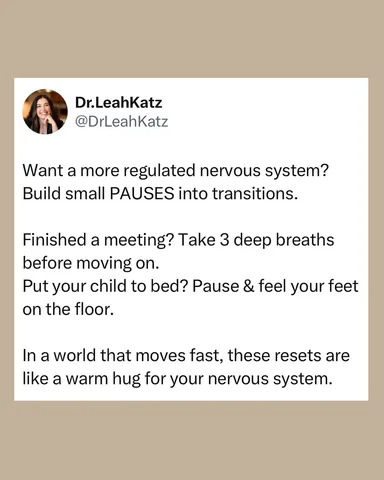 dr.leahkatz Instagram post about Stress management and resetting