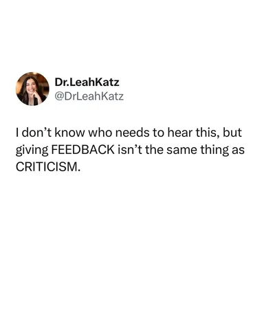 dr.leahkatz Instagram post about Feedback in relationships
