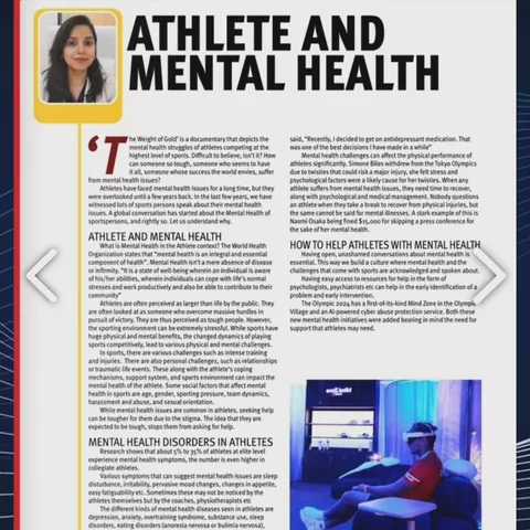 dr.mansivora Instagram post about Athlete mental health publication