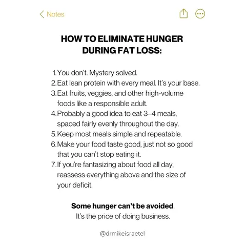 drmikeisraetel Instagram post about Fat loss nutrition