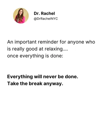 drrachelnyc Instagram post about Rest and relaxation