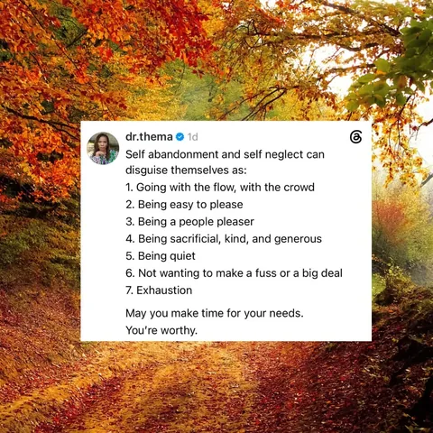 dr.thema Instagram post about Self abandonment
