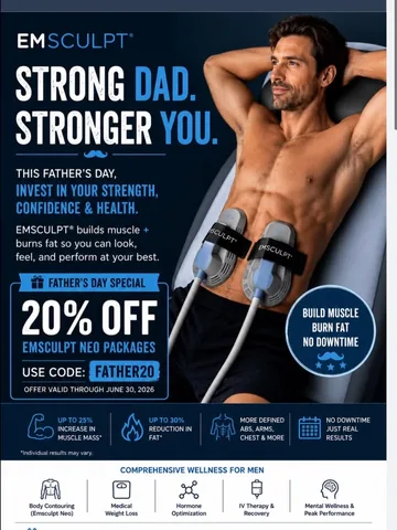 drtolapsychmd Instagram post about Emsculpt Neo promotion