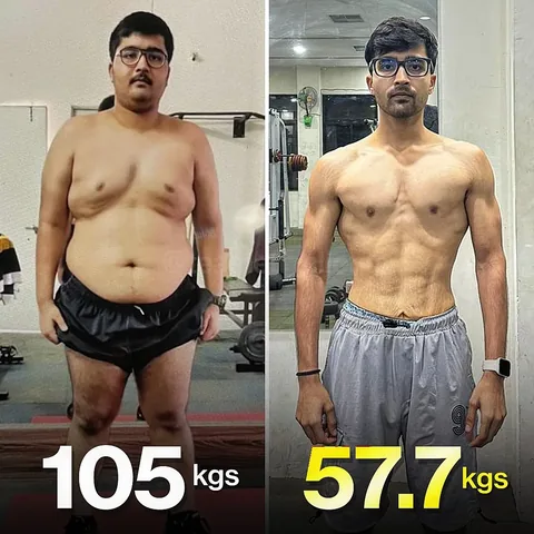 ekansh_taneja_fitness Instagram post about Weight loss transformation