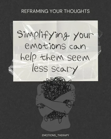 emotions_therapy Instagram post about Thought reframing