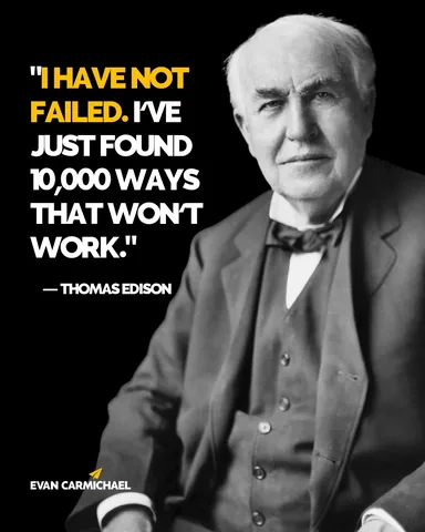 evancarmichael Instagram post about Thomas Edison’s experimentation