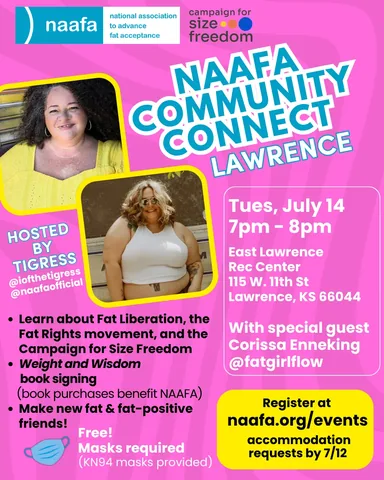 fatgirlflow Instagram post about Fat liberation community event