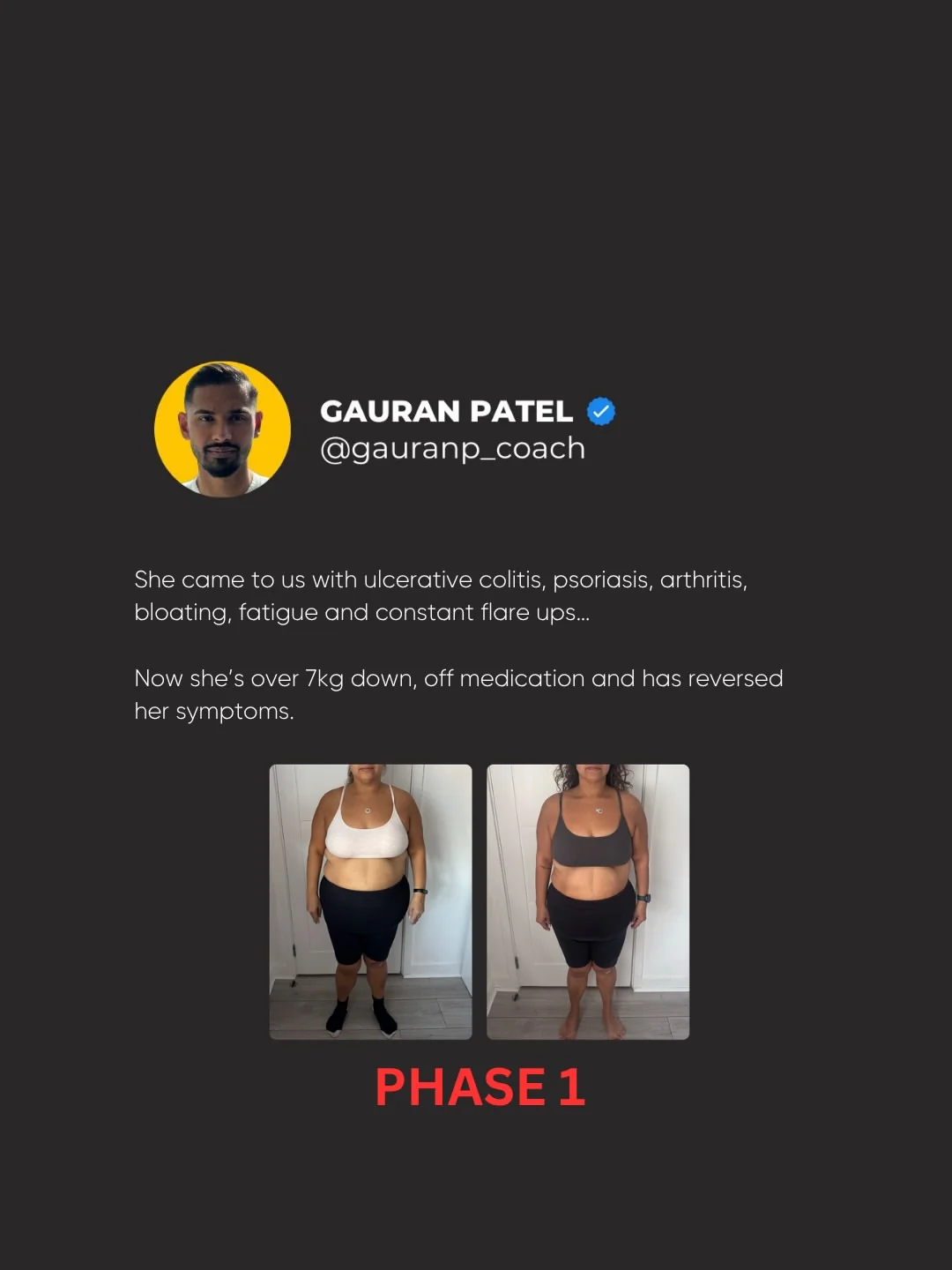 gauranp_coach Instagram post about Complex health transformation
