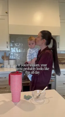 goodfortheswole Instagram post about Postpartum wrist and thumb stretches