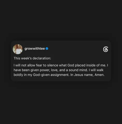 growwithtee Instagram post about Faith based encouragement