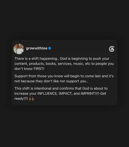 growwithtee Instagram post about Prophetic encouragement