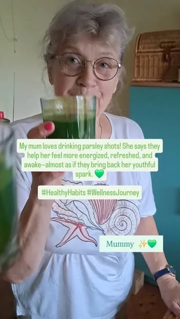 healthwithnora Instagram post about Parsley shot