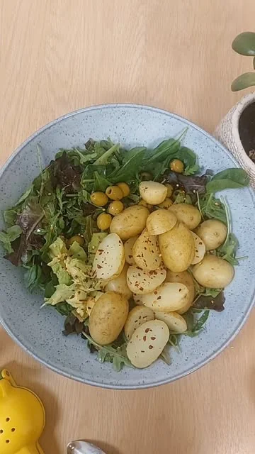 healthwithnora Instagram post about Leafy green and potato salad