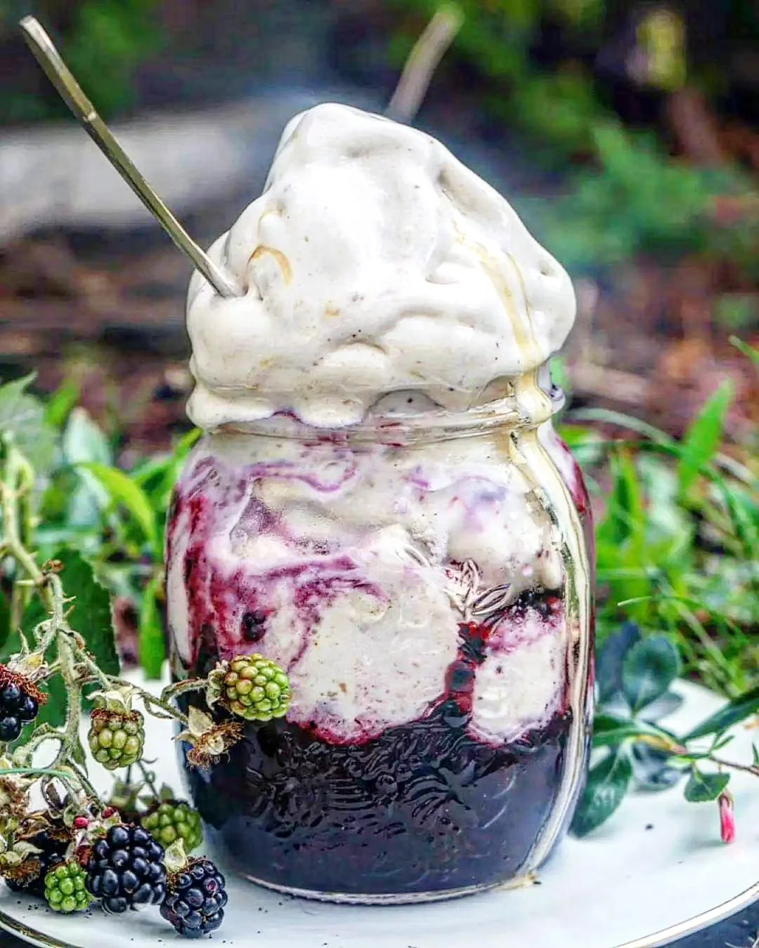 healthwithnora Instagram post about Blackberry banana ice cream recipe