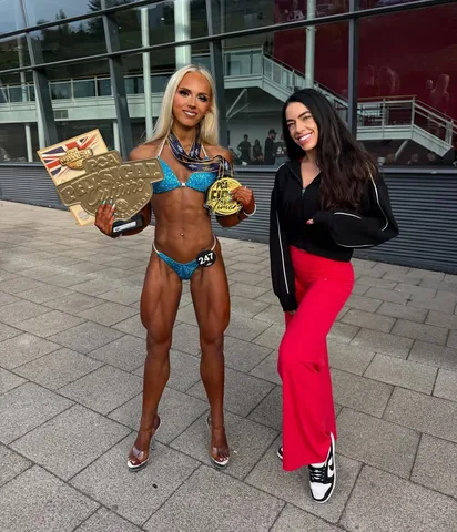 helenpeebles11 Instagram post about Junior bodybuilding competition victory
