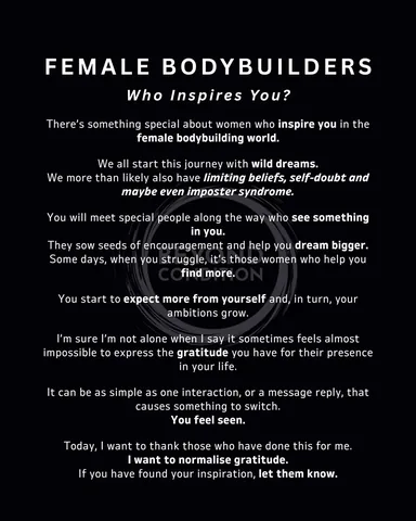 helletrevino Instagram post about Female bodybuilding community