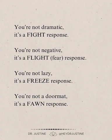 heydrjustine Instagram post about Trauma responses