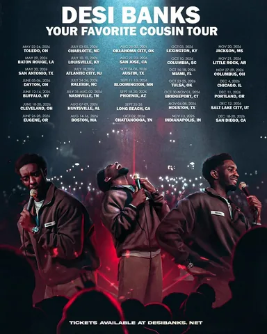 iamdesibanks Instagram post about Live comedy tour