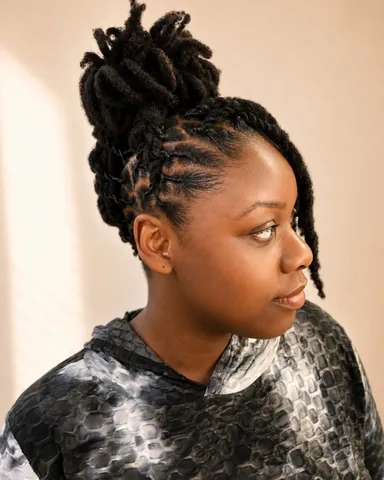 iamjafaea Instagram post about Loc bun updo