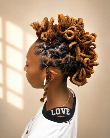 iamjafaea Instagram post about Petal mohawk loc style