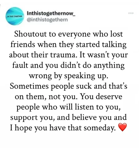 inthistogethernow_ Instagram post about Trauma recovery loneliness