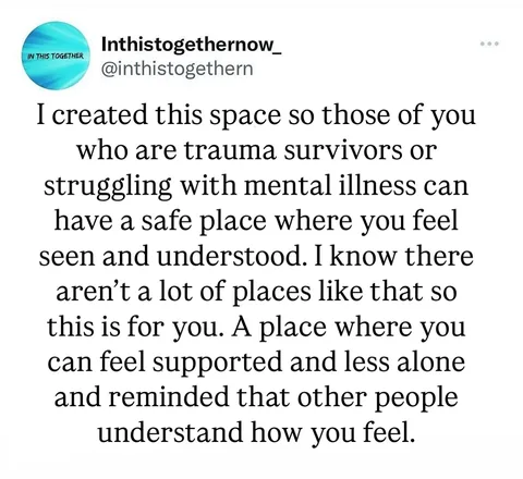 inthistogethernow_ Instagram post about Mental health support
