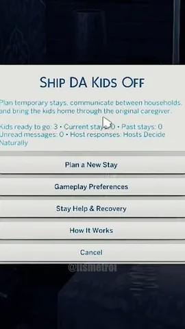 itsmetroi Instagram post about Sims 4 child management mod