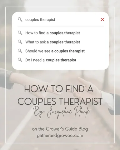 jacquelineplantetherapist Instagram post about Finding a couples therapist
