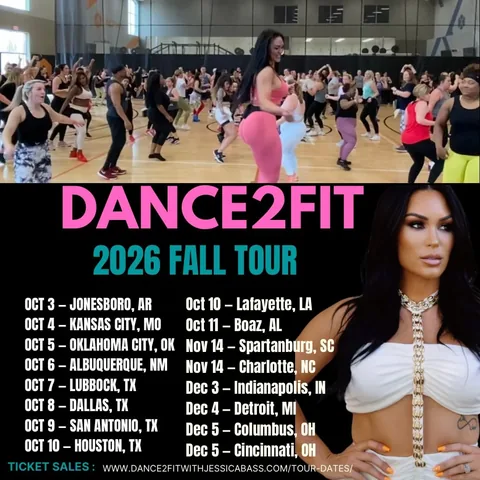jessicabassjames Instagram post about Dance fitness tour