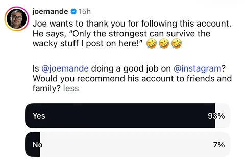 joemande Instagram post about Audience engagement