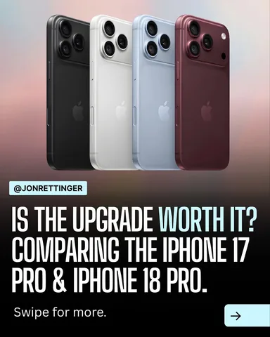 jonrettinger Instagram post about IPhone 18 Pro pre order comparison