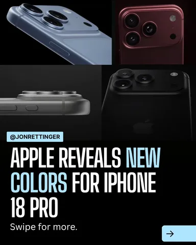 jonrettinger Instagram post about IPhone 18 Pro colors